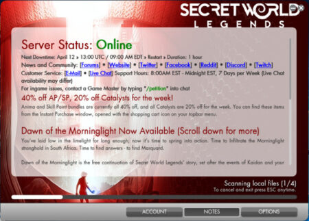 Secret World Server Status