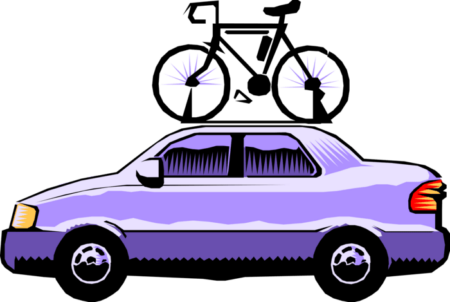 Car with Bicycle Roof Rack - Vector Image