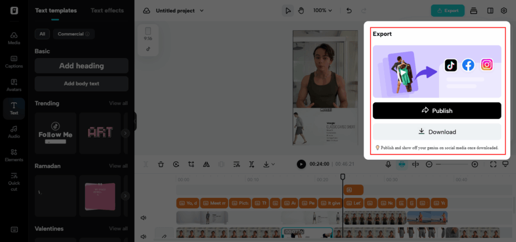 preview, customize & export