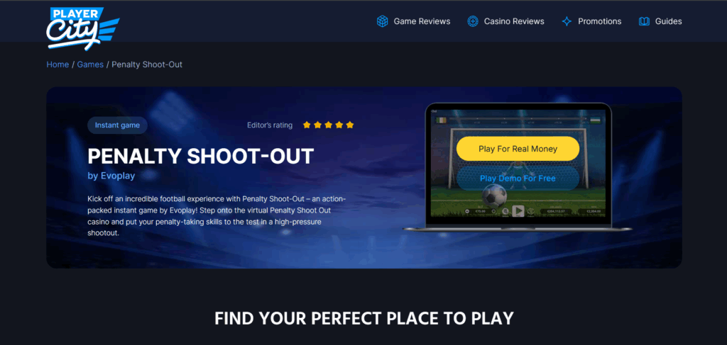 Player City Review Testing Evoplay’s Penalty Shoot Out