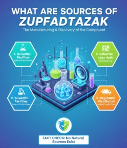 Sources of Zupfadtazak including scientific facilities, academic research, commercial manufacturers, and regulated distribution channels.