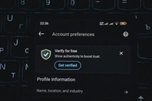 Account security settings screen showing a user verification prompt on a digital platform interface