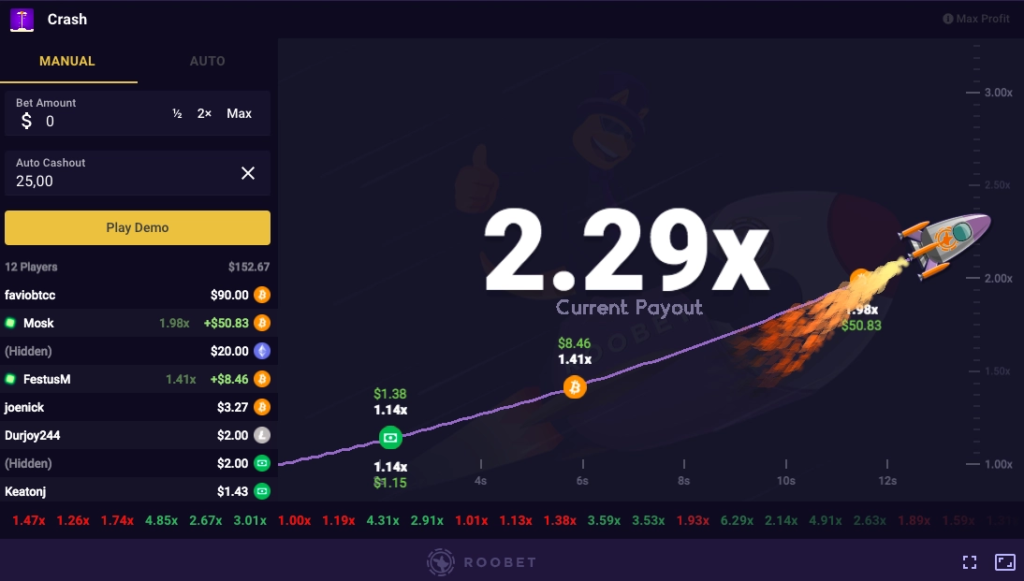 Multiplier of a crash game