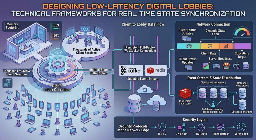 Designing Low-Latency Digital Lobbies: Technical Frameworks for Real-Time State Synchronization Designing Low-Latency Digital Lobbies: Technical Frameworks for Real-Time State Synchronization